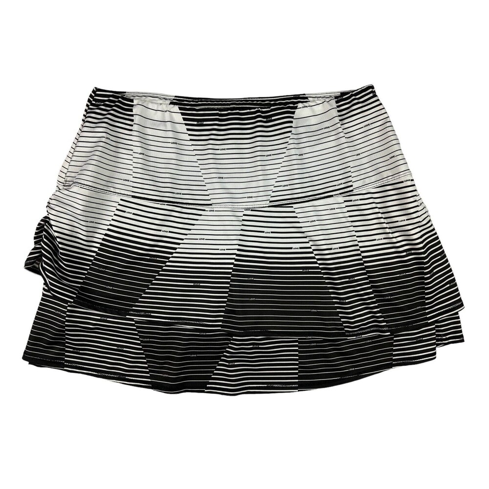 Lucky In Love Black & White Abstract Stripe Love Print Athletic Skort Size XL